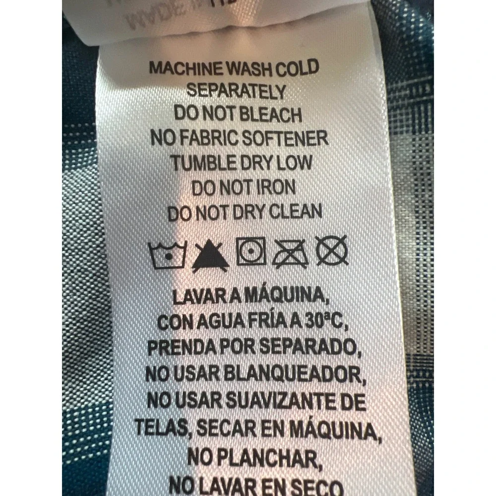 Legendary Outdoors‎ Mens Large Plaid Button Up Long Sleeve Shirt Navy Blue White - Picture 7 of 7